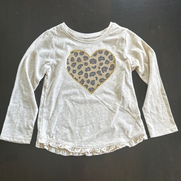 Garanimals Cream and Brown Long Sleeve Tee with Animal Print Heart - Picture 1 of 3